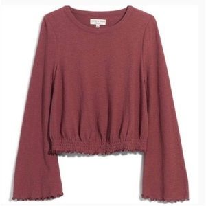 NWOT Madewell Texture and Thread Smocked Waist Bell Sleeve Top